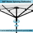 thumbnail image 6 of Qunbio Clothes Drying Rack,Heavy-Duty Steel Frame Drying Rack,12-Line 165ft Drying Rack Clothing,Adjustable Height 360°Rotation,Foldable Outdoor Umbrella Laundry Rack for Backyard, 6 of 12