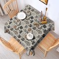 thumbnail image 2 of Beige Gothic Skull Pumpkin Rose Pattern Square Tablecloth,Waterproof Square Table Cover,Wipeable Spillproof Washable Table Cover for Home Kitchen Party Decor 52"x52"(132x132cm), 2 of 6