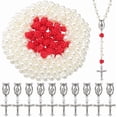 thumbnail image 1 of Kit para hacer rosarios de 480 piezas con dijes de crucifijo, colgantes de crucifijo, dijes de Pascua, cuentas de flor de rosa roja, cuentas de perlas de imitación., 1 of 4