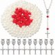 thumbnail image 1 of Kit para hacer rosarios de 480 piezas con dijes de crucifijo, colgantes de crucifijo, dijes de Pascua, cuentas de flor de rosa roja, cuentas de perlas de imitación., 1 of 4
