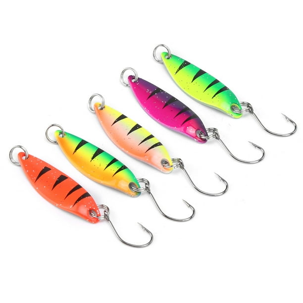 Crankbait Lures Single Hook, Walleye Trout Spoon Baits 5pcs Light And  Compact Colorful For Night Fishing