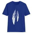thumbnail image 5 of up to 60% off Gifts Usmixi Shirts for Women Fashion Funny Graphics Basic Fit Plus Size Tee Tops Summer Trendy Feather Print Short Sleeve Crewneck Ladies Blouses Blue XXXL, 5 of 5