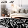 thumbnail image 2 of ODIKA 8'x10' Machine Washable Non-Slip Area Rug, Festive Snowflake Cup Medallion Winter Holiday Celebration High Traffic Rug, Black, 651872, 2 of 7