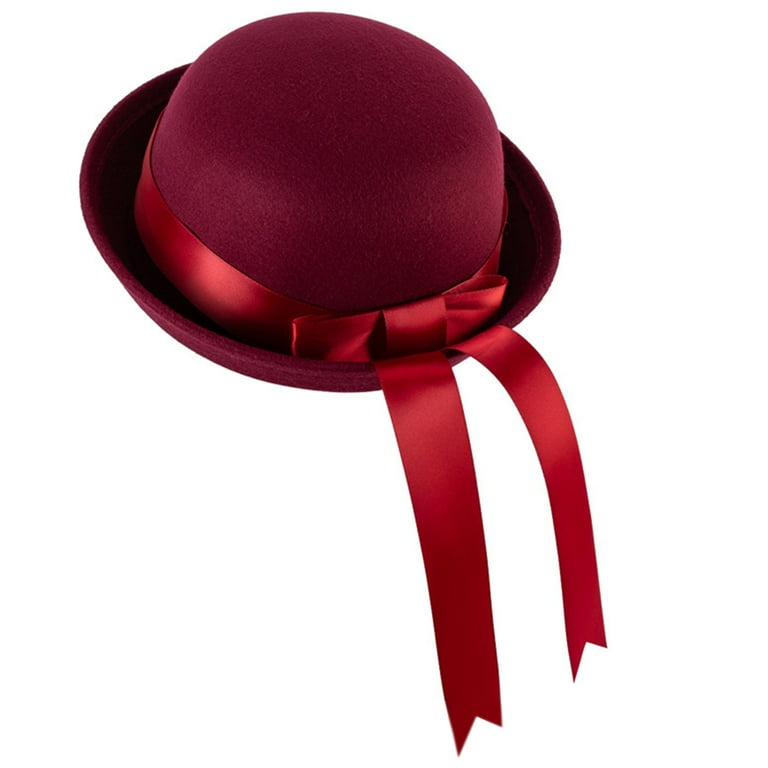 YUUZONE Trendy Bowler Hat Ribbon Bow Derby Cap Parent-Child YUUZONE Trendy Bowler Hat Ribbon Bow Derby Cap Parent-Child