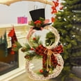 thumbnail image 4 of Lighted Snowman Wreath with Pinecones Plaid Bow and Top Hat for Indoor Outdoor Christmas Holiday Decoration, 4 of 8