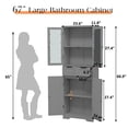 thumbnail image 2 of Joywind Gray Freestanding Bathroom Storage Cabinet with Glass Doors - 67" Tall Linen Organizer with 2 Drawers & Adjustable Shelves, for Bathroom, Kitchen, Living Room, Office Storage, 2 of 7