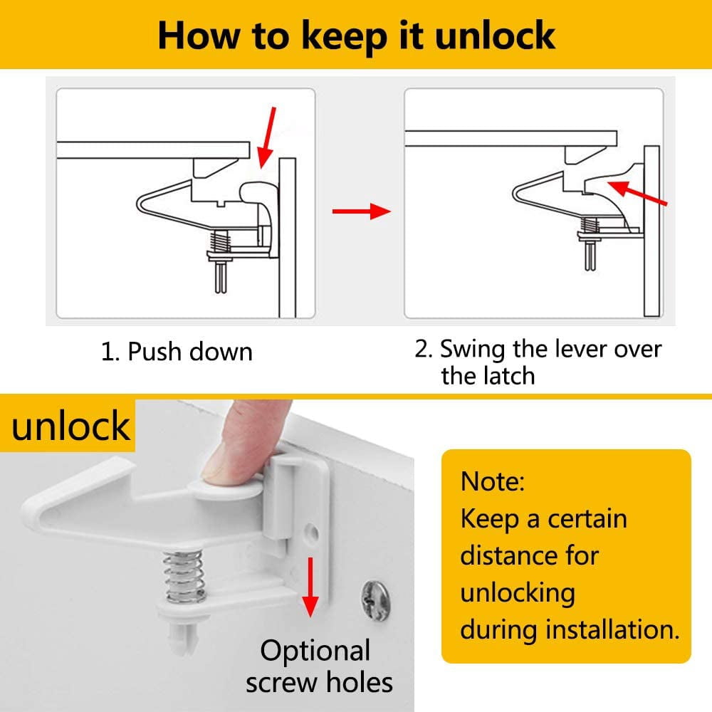 SONGAUN 12 PCS Child Safety Cupboard Locks, Invisible & Unlocked Design No Drilling Needed, Adhesive Easy Install, Baby Proof Safety Cabinet Locks Inside for Children Drawer Kitchen Closet Latches
