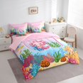 thumbnail image 3 of Feelyou Axolotl Letter H Bedding Comforter Set 7 Pieces, Fairy Tale Sealife Full Bedding Set, Teens Kids Girls Boys Reversible Fitted Sheet Flat Sheet, Ultra Soft Bedroom Decor, 3 of 7