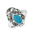 thumbnail image 2 of Vintage Royal Swirl Oval Turquoise Marcasite Sterling Silver Ring-8, 2 of 5