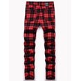 thumbnail image 2 of Pantalones a cuadros para hombre, estilo casual, elásticos, ajustados, pantalones chinos #2 Vino T2 30 #2 Vino T2 30 Xishao ropa, 2 of 2