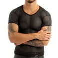 thumbnail image 5 of TSSOE Men's Mesh See Through Fitted Short Sleeve Muscle Top Black XXXL, 5 of 7