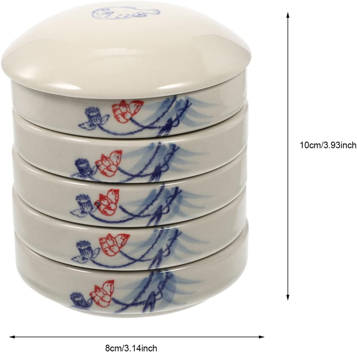 ABPETE 5 Layers, Stack-able Paint Plate, Porcelain Chinese Painting Mixing Trays, Watercolor Paint, Ink Mixing Tray, Artist Paint Coloring Tray with Lid
