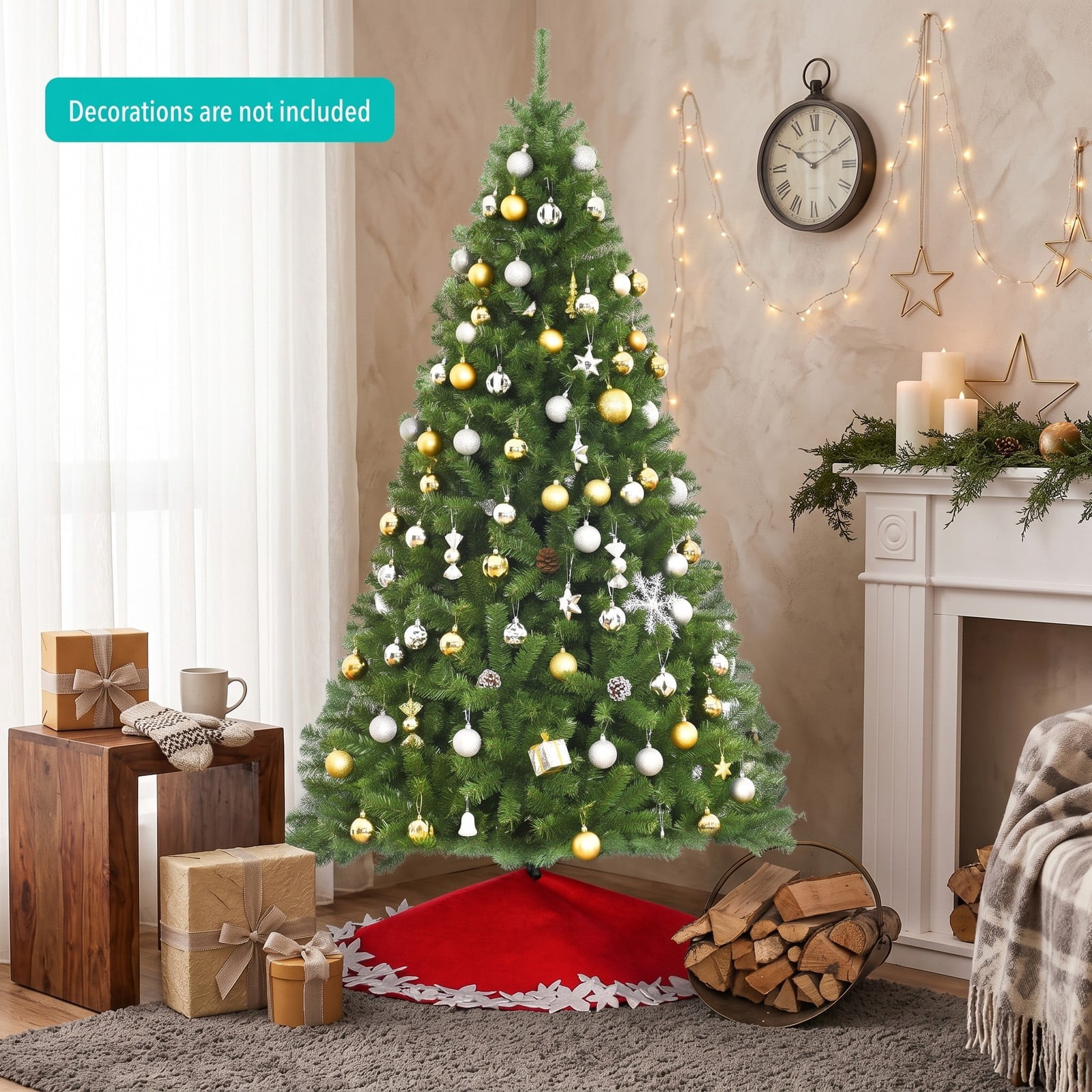 RUIE 6 ft Artificial Christmas Tree Premium Hinged PVC Xmas Pine Tree with 1000 Branch Tips and Sturdy Metal Stand for Indoor Holiday Decoration, Green