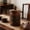 Brown, variant on Vintage Glass Storage Jar with Solid Wood Lid - Kitchen Canister for Coffee,Candy,Laundry Detergent - Cute Food Storage Jar for Pantry,Countertop (Brown,23.7 Ounces)