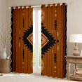 thumbnail image 2 of Erosebridal Brown Black Aztec Blackout Curtains Set of 2 (52x84 Each), Bohemian Exotic Style Window Curtains, 2 of 6