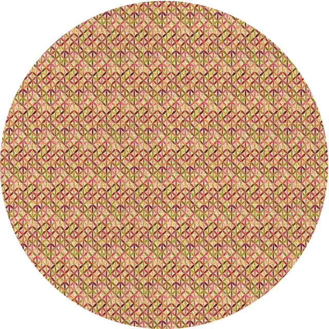Ahgly Company Machine Washable Indoor Round Transitional Grapefruit Red Area Rugs, 3' Round