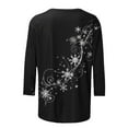 thumbnail image 4 of LEKWK Christmas Pajamas Tops for Women Xmas Tree Crew Neck 3/4 Sleeve Tshirts Womens Black Christmas Shirt Trendy Merry Christmas Shirt for Women, 4 of 5