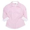 Juniors Contrast Cuff Pinstripe Blouse