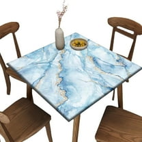 Elastic Edge Fitted Card Table Cover, Marble Pattern Printed on Elastic Polyester Table Cover, for Family Party and Patio Decoration, Fit for 34" x 34"Square Table