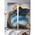 thumbnail image 2 of Navy Blue Sheer Curtains 84 Inch Length 2 Panels Set, Marble Ink Painted Artwork Modern Luxury Voile Window Treatment Rod Pocket Curtains Sheers Drapes for Bedroom/Living Room/Kitchen 52"x84"x2, 2 of 7