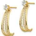thumbnail image 2 of 14K Yellow Gold J Hoop Polished With Cz Stud Earrings (21 X 8) Made In United States xy1229, 2 of 5