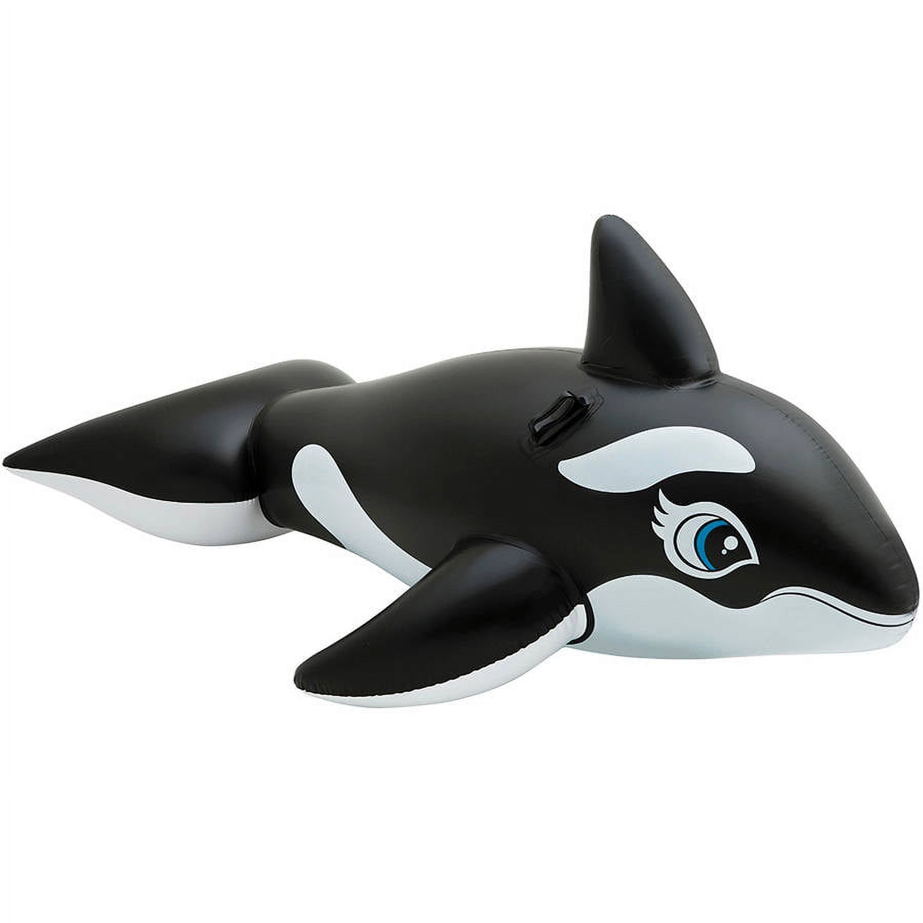 Black and White Orca Whale Ride-On Inflatable Pool Float with Handles for Ages 3+ - image 2 of 2