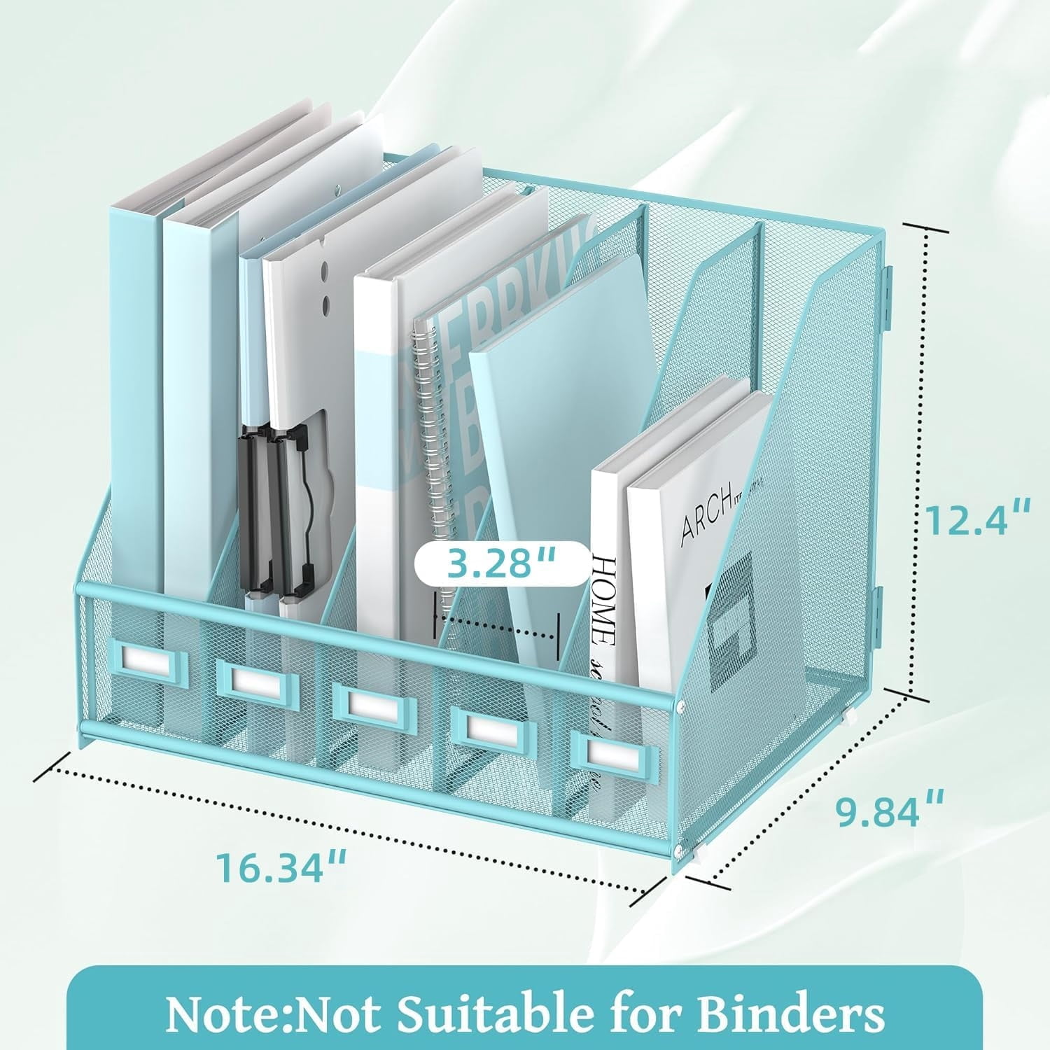 Sharkwoods Vertical Compartment File Organizer, 5 Compartments Desktop Paper Organizer