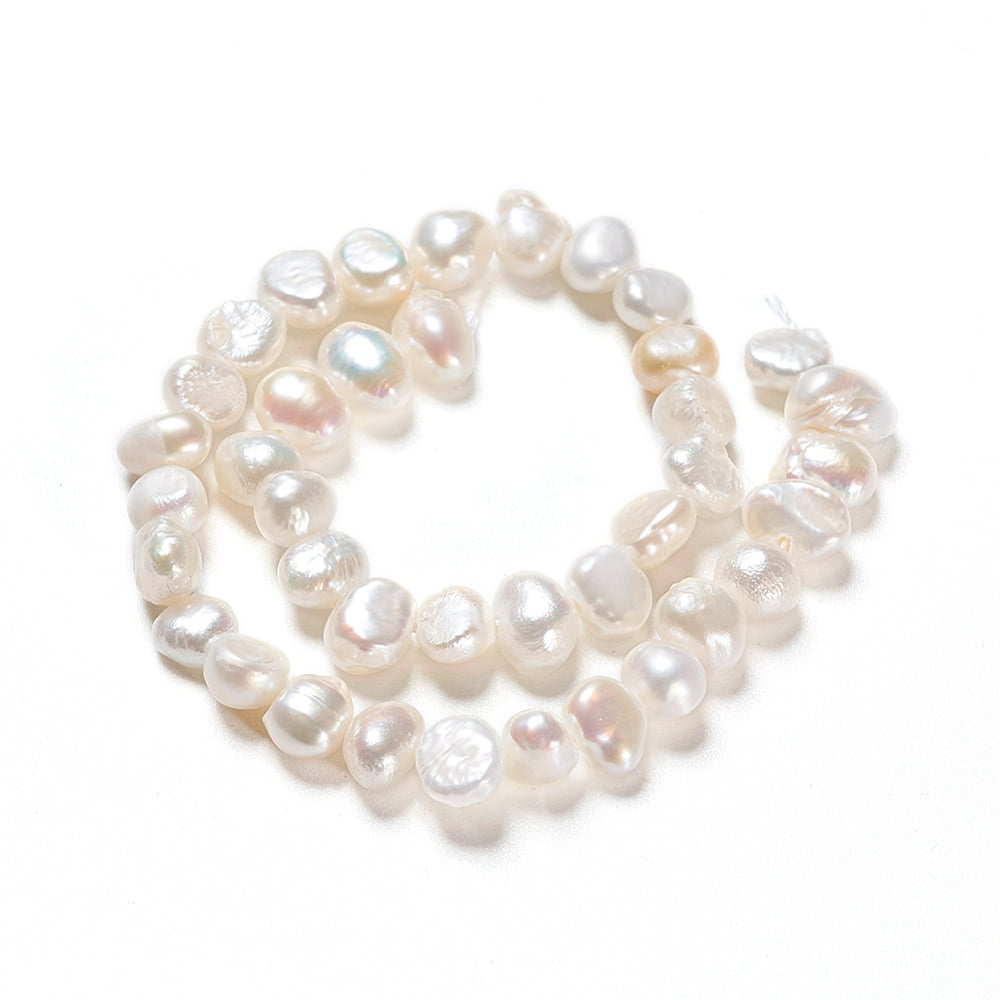 Natural Cultured Freshwater Pearl Beads Strands Two Sides Polished White 4.5~6.5x3~4x4~5.5mm Hole: 0.5mm about 39pcs/strand 7.09 inch(18cm) DIY