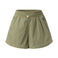 thumbnail image 5 of Sngxgn Womens Casual Comfy Shorts Summer with Pockets Wide Leg Cotton Short(Green,M), 5 of 6
