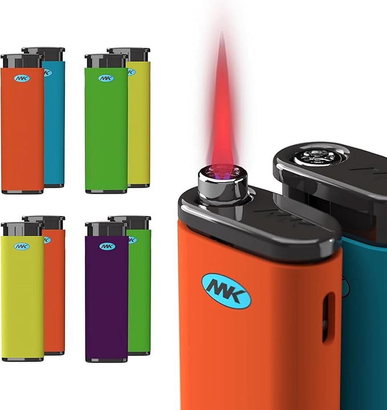 MK replaceable butane fuel lighter, with windproof design, suitable for candles, camping and outdoor use (50 PCS)
