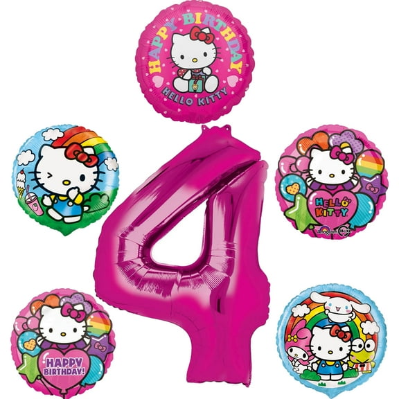 Hello Kitty 4th Birthday Party Supplies Balloon Bouquet Decorations