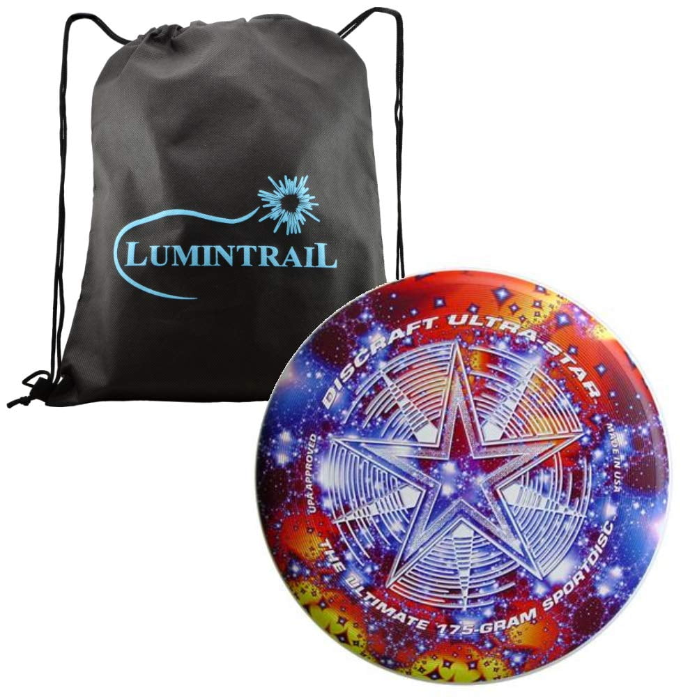 Discraft Supercolor Ultra-Star 175g Ultimate Frisbee Disc Bundle with a Lumintrail Drawstring Bag