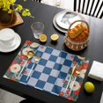 thumbnail image 3 of Blue Plaid Placemats Set of 4, Japanese Red Floral Flowers Buffalo Check Placemats for Dining Table, Place Mats for Kitchen Tabletop, Waterproof Wipeable Dining Table Mats Set, 3 of 9