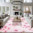 thumbnail image 3 of Pink Cherry Area Rugs 5'x8', Washable Small Throw Rugs for Classroom Bedroom, Spring Botanical Blossoms Flowers Floral Indoor Outdoor Rug Non-Slip Low Pile Carpet Runner Reversible Floor Mats, 3 of 8