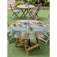 thumbnail image 3 of Outdoor Tablecloth with Umbrella Hole and Zipper, Teal Blue Brown Beach Coastal Round Table Cloth 54 Inch Waterproof Tablecloth, Nautical Shell Starfish Coral Summer Picnic Table Cover for Patio, 3 of 7