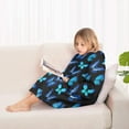thumbnail image 4 of Black Blue Butterfly Pattern Blanket Hoodies for Kids 6-13YR Oversize Wearable Blanket Hoodies for Boys Girls Teens, 4 of 7