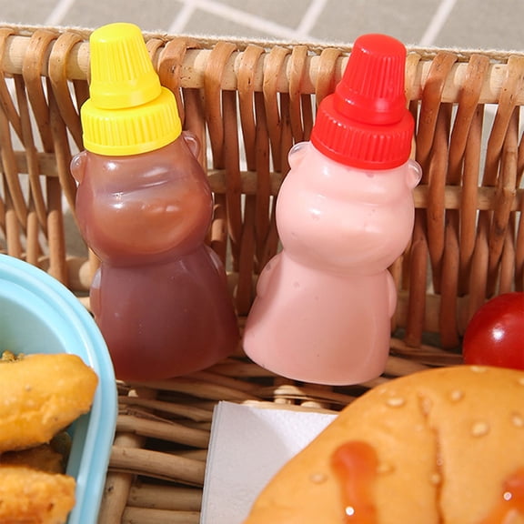 Toyvian 4-Pack Squeeze Bottles for Ketchup and Condiments, Assorted Colors, PE Plastic, Perfect for Kitchen and Household Use