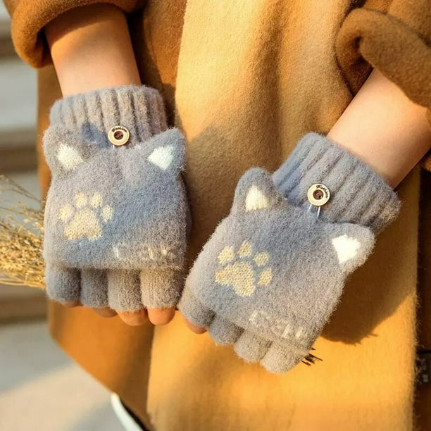 Gants à rabat pour enfants mitaines Noël enfants tricot chauffe