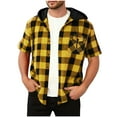 thumbnail image 6 of Titcea Mens Plaid Button Down Shirt, Short Sleeve Flannel Snap Button Drawstring Hoodie Shirts, Lightweight Soft Summer Vacation Shirts, 6 of 7