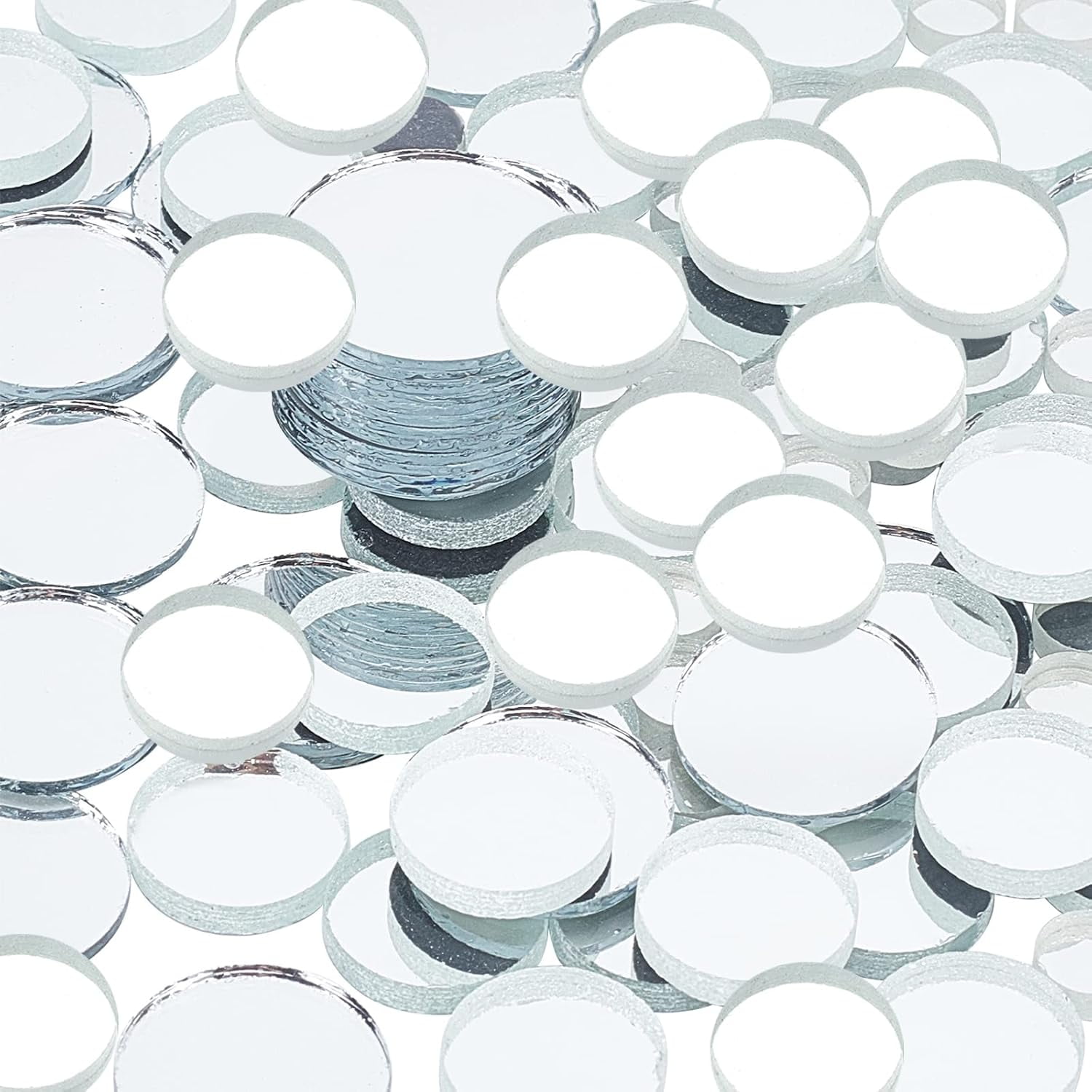 120pcs Round Mirror Glass Mosaic Tiles Small Mirror Round Craft Mirror Tiles for Home Decoration Crafts Jewelry Making Arts Crafts Projects 4 Sizes Clear