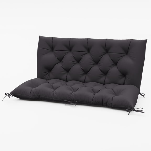 Pakunoda Porch Swing Cushions 47” X 40” X 5”, 2-3 Seater Bench Cushion with Backrest, Waterproof Replacement Outdoor Cushion with Tie, Gray