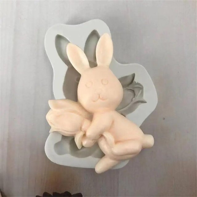 1/2PCS Easter Egg Mold Rabbit Silicone Mold Decorative Chocolate Bunny Baking Tool Drip Mold Happy Birthday Party Decor
