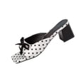 thumbnail image 2 of PiGOGI Women's Polka Dot Bow Mules Block Heel Non-Slip Comfortable Open Toe Sandals Summer White 5.5, 2 of 9