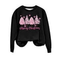 thumbnail image 2 of pimelu Christmas Sweater Merry Christmas Womens Sweatshirt Trendy Pink Christmas Tree Graphics Print Shirts Xmas Girls Plus Size Long Sleeve Crewneck Pullover Top, 2 of 4