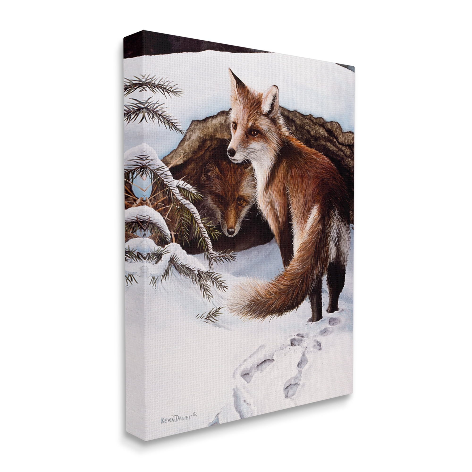 Stupell Industries Winter Foxes Wildlife Scene Animals & Insects Painting Gallery Wrapped Canvas Print Wall Art, 30 x 40