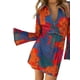 thumbnail image 3 of VISgogo Vestido Corto Femenino, Estampado de Flores Solapa Manga Larga de Una Pieza con Cremallera Traje de Primavera para Mujer, S/M/L/XL VISgogo  moda, 3 of 5
