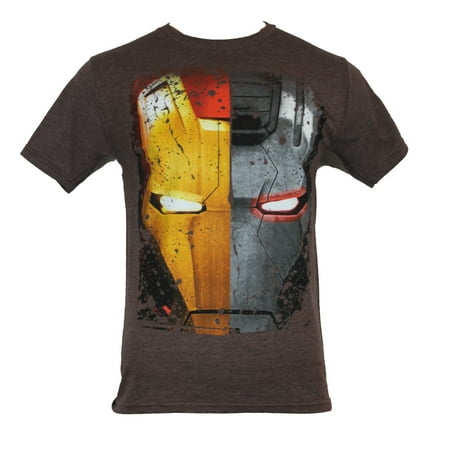 - Iron Man 3 (Marvel Comis) Mens T-Shirt - Giant Half Iron Man War Machine Face