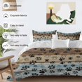 thumbnail image 5 of Animal Paw Print Twin Size Comforter Set, Dog Claws Pattern Brown Blue Wooden Striped Bedding for All Seasons, 4 Pcs Bed Set, 1 Quiltcover (68"x86") ,1Sheet(67"x116"), 2Pillowcases (30"x20"), 5 of 9