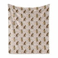 thumbnail image 1 of Bear Soft Flannel Fleece Throw Blanket, Repetitive Cartoon Forest Animal Illustration, Cozy Plush for Indoor and Outdoor Use, 60" x 80", Chocolate Multicolor, by Ambesonne, 1 of 5