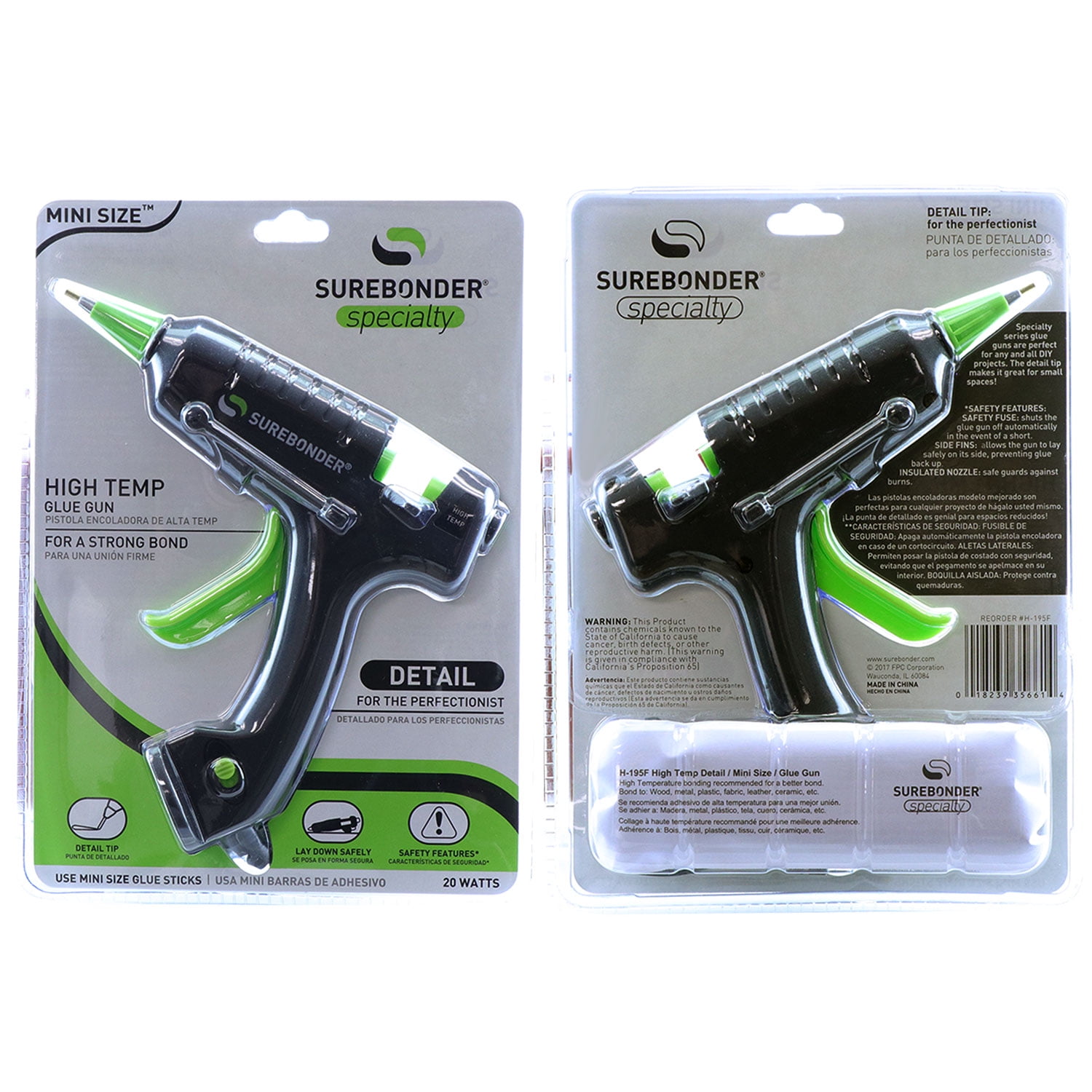 Surebonder H-195F Hot Glue Gun with Detail Tip, Mini Size, High Temperature, 20 Watt, High Temperature